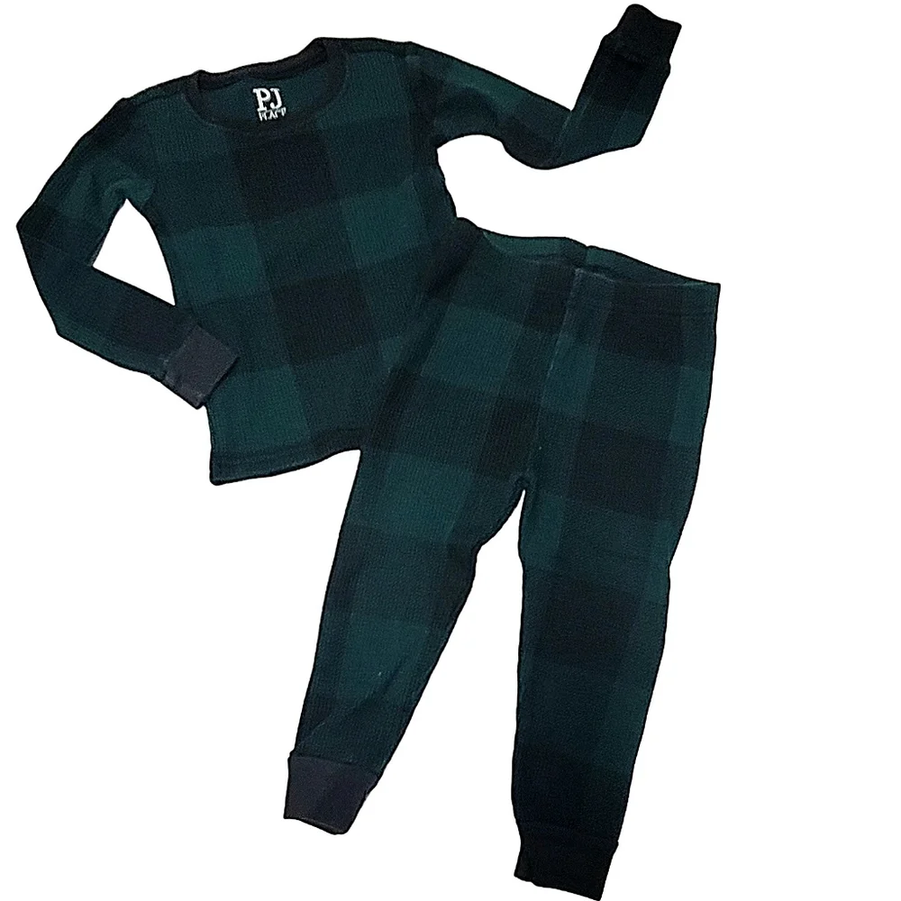 The Children's Place Green & Black Plaid Christmas Cotton Pjs size 12-18 mos - Picture 1 of 10